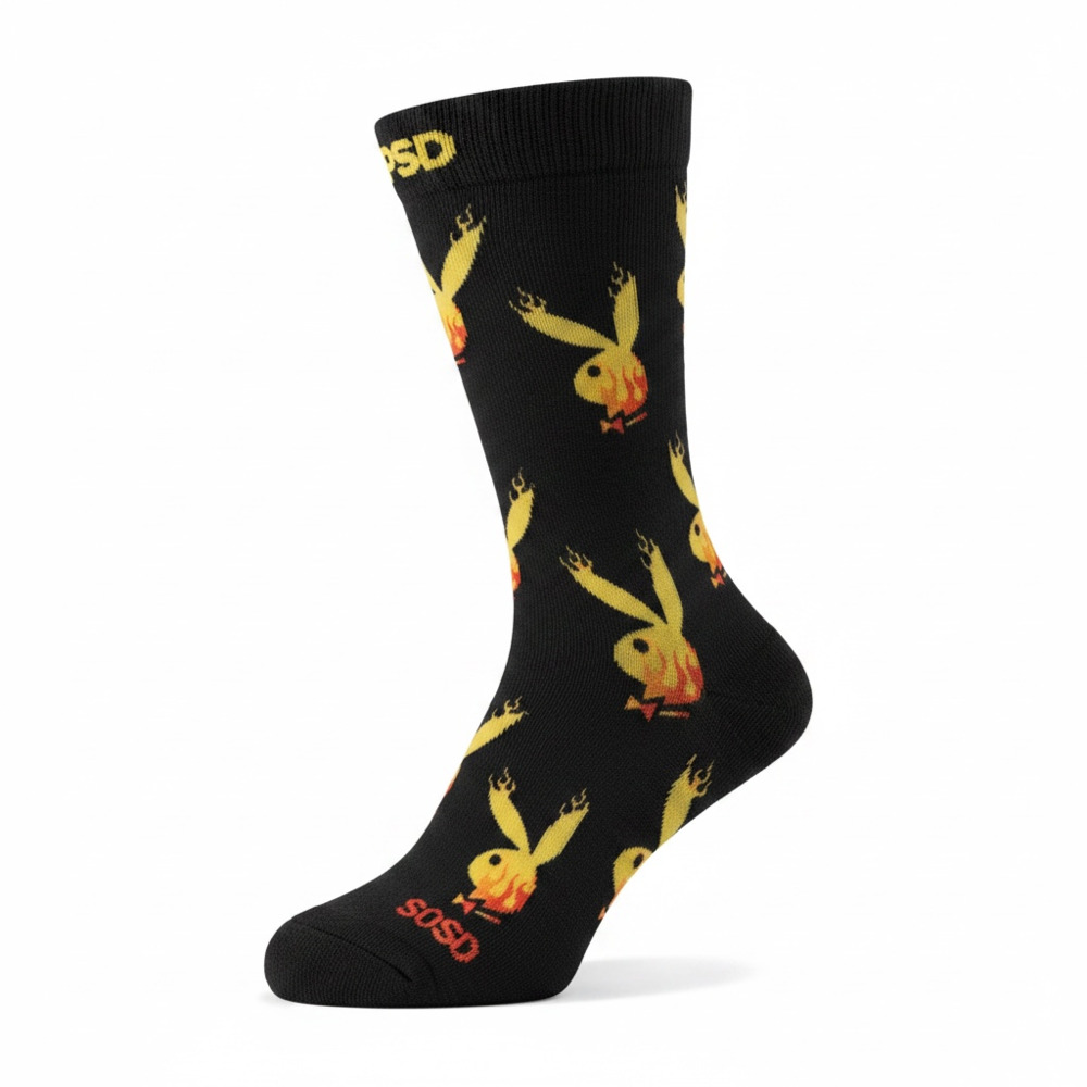 PSD x Playboy Flames Crew Socks Black